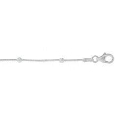 2.5mm Beaded Snake Chain, 16" - 18" Length, Sterling Silver